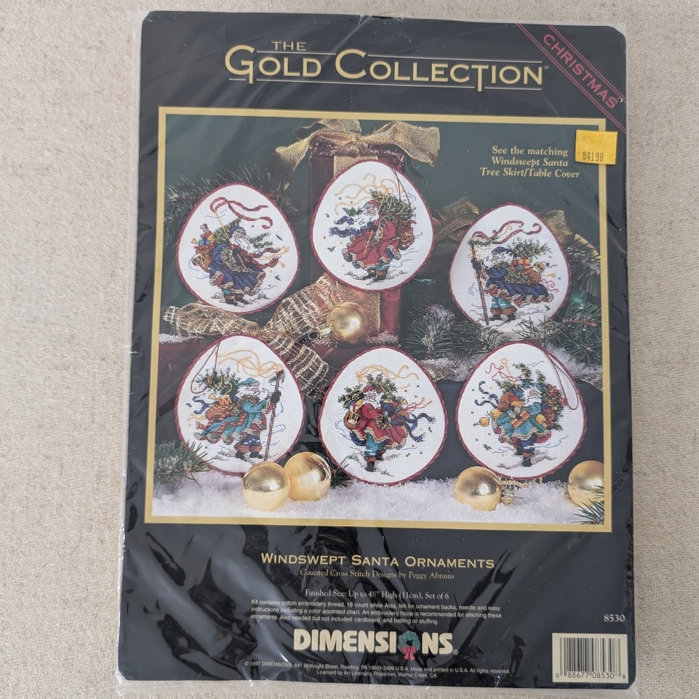 The Gold Collection Windswept Santa Ornaments - White & Gold
